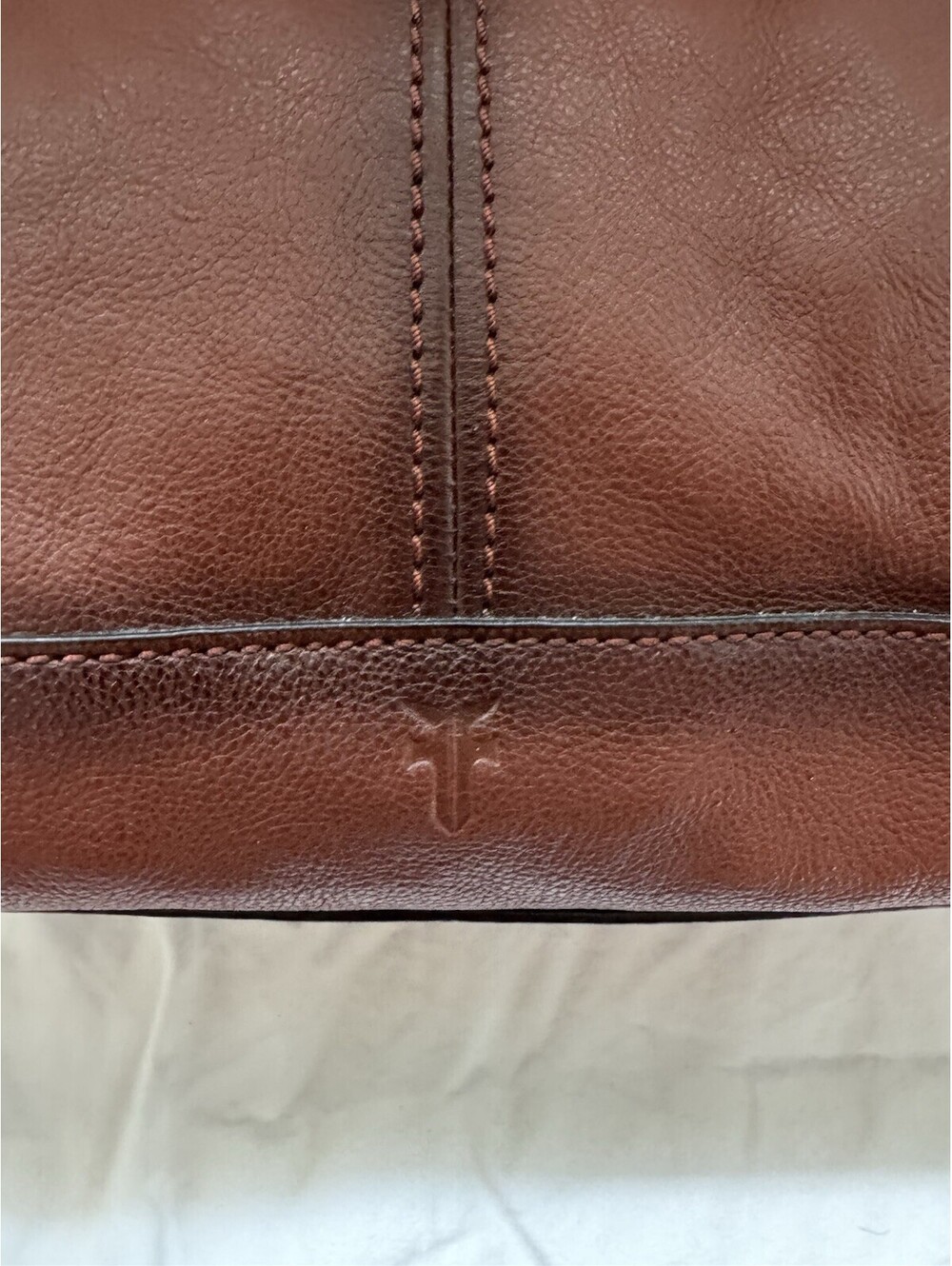 Frye Brown Ring Dome Satchel Top Handle Zip Bag Detachable Crossbody Strap - Picture 5 of 9
